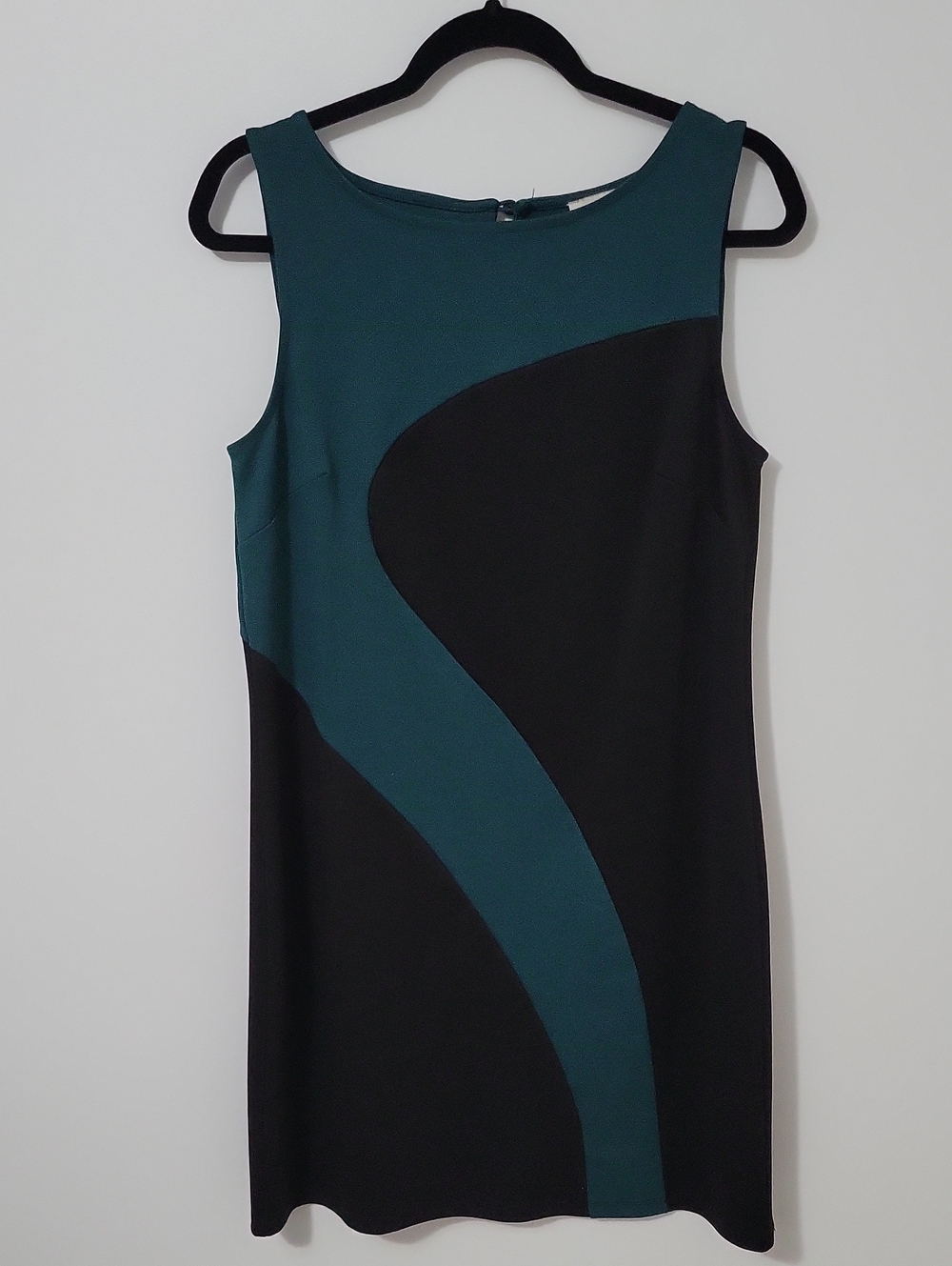 LOFT Teal and Black Sleeveless Colorblock Sheath Dress, Size Medium